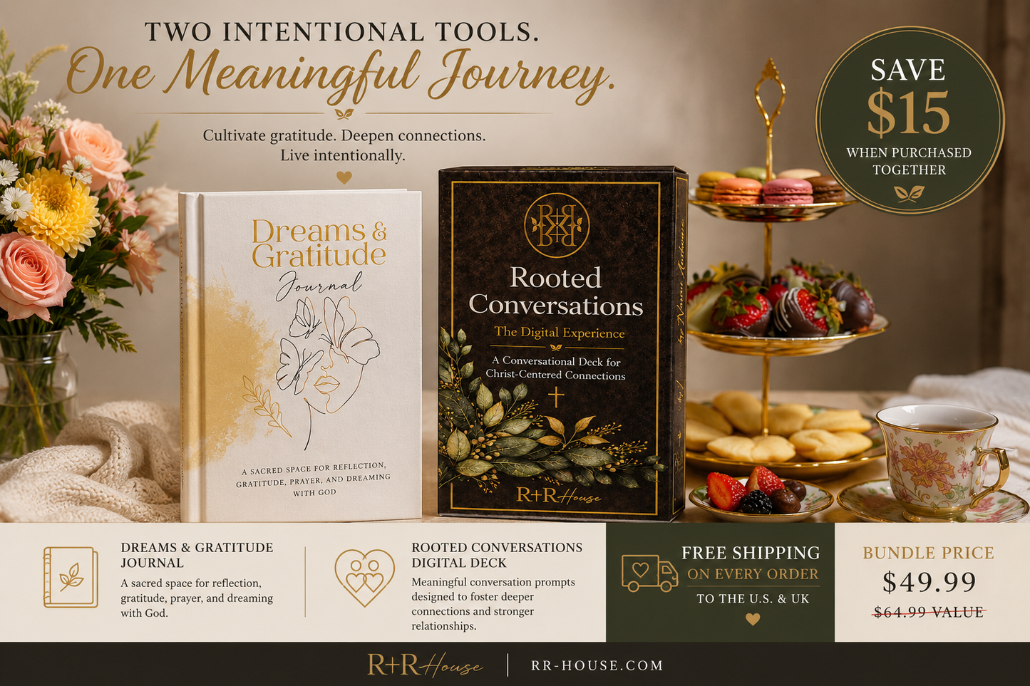 The Rooted Bundle: Dreams & Gratitude Journal + Rooted Conversations Digital Deck